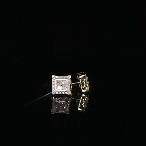 Square Halo Cluster Moissanite Stud Earrings| 925 Sterling Silver| 0.70 Ctw Pillow Top Screw Back Studs | 7.6mm