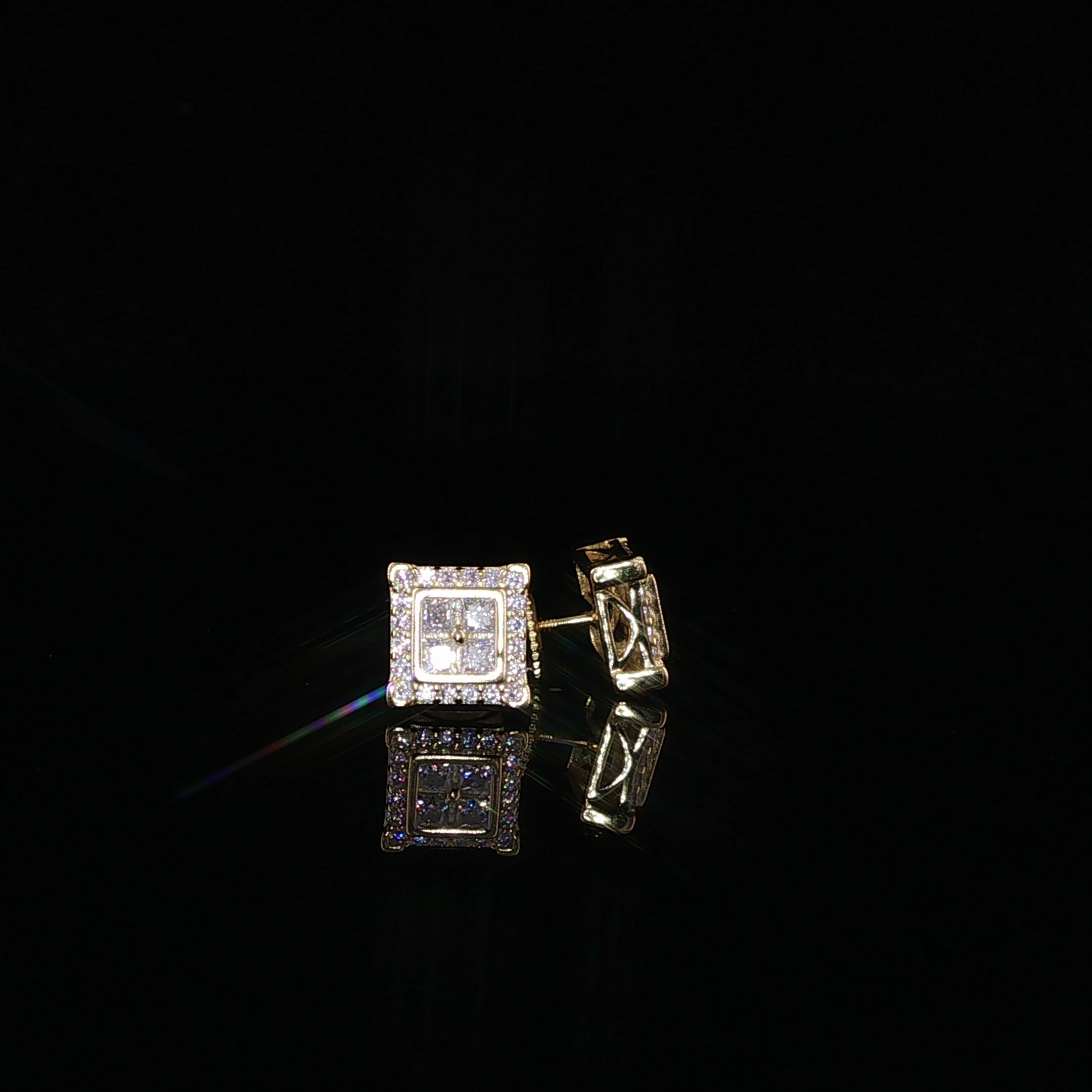 Square Halo Cluster Moissanite Stud Earrings| 925 Sterling Silver| 0.70 Ctw Pillow Top Screw Back Studs | 7.6mm