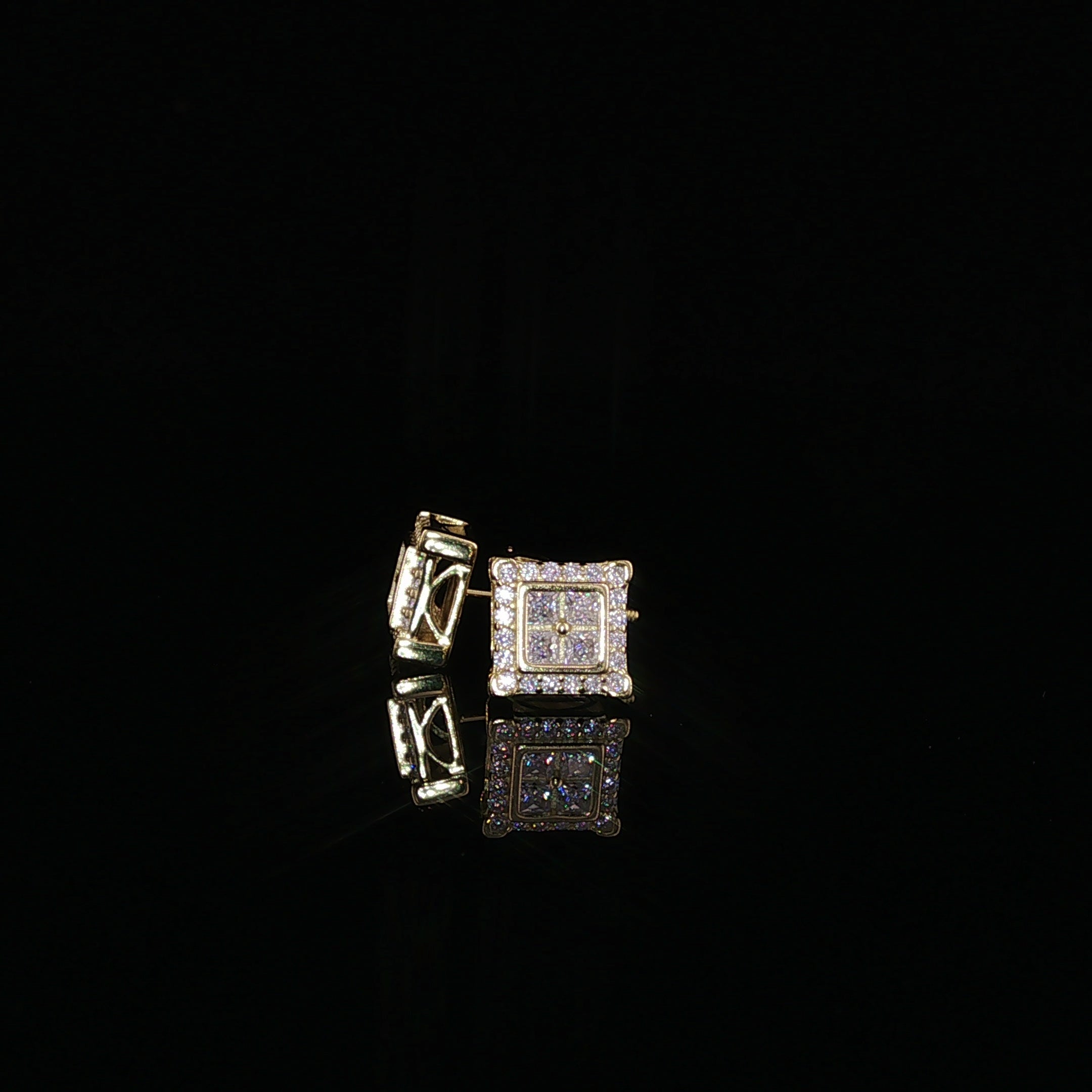 Square Halo Cluster Moissanite Stud Earrings| 925 Sterling Silver| 0.70 Ctw Pillow Top Screw Back Studs | 7.6mm