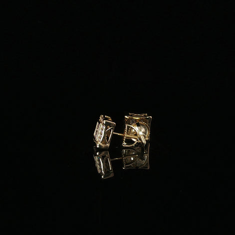 Square Halo Cluster Moissanite Stud Earrings| 925 Sterling Silver| 0.70 Ctw Pillow Top Screw Back Studs | 7.6mm
