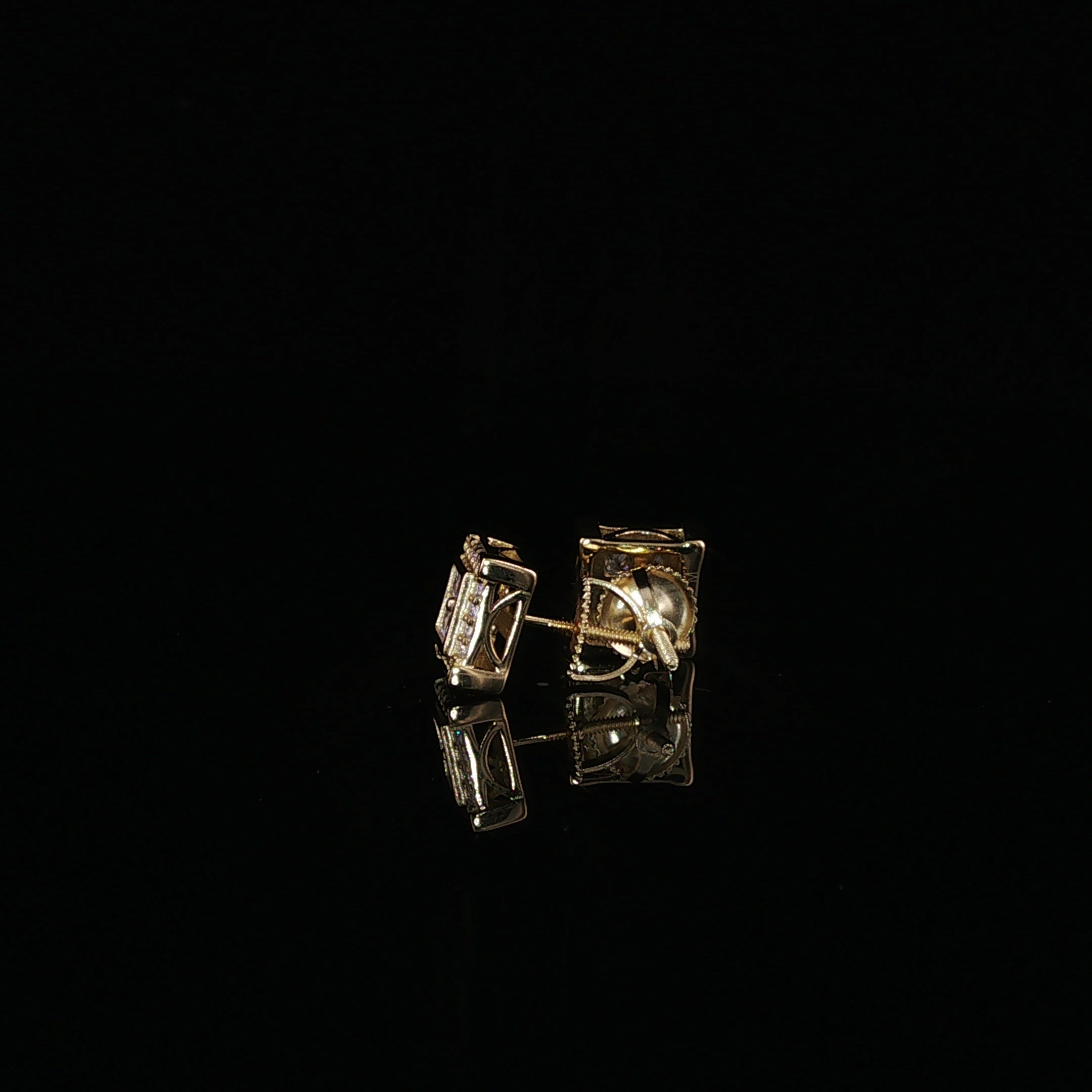 Square Halo Cluster Moissanite Stud Earrings| 925 Sterling Silver| 0.70 Ctw Pillow Top Screw Back Studs | 7.6mm