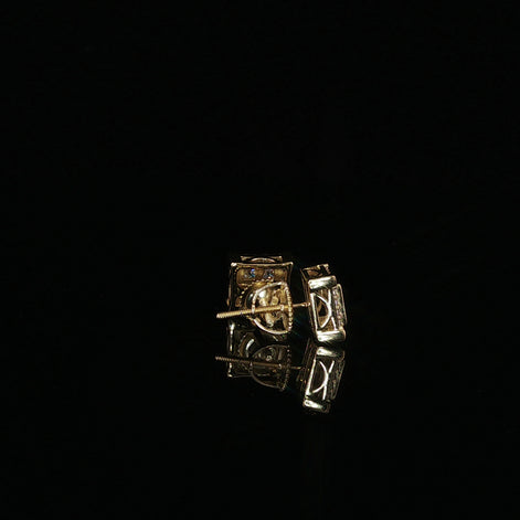 Square Halo Cluster Moissanite Stud Earrings| 925 Sterling Silver| 0.70 Ctw Pillow Top Screw Back Studs | 7.6mm