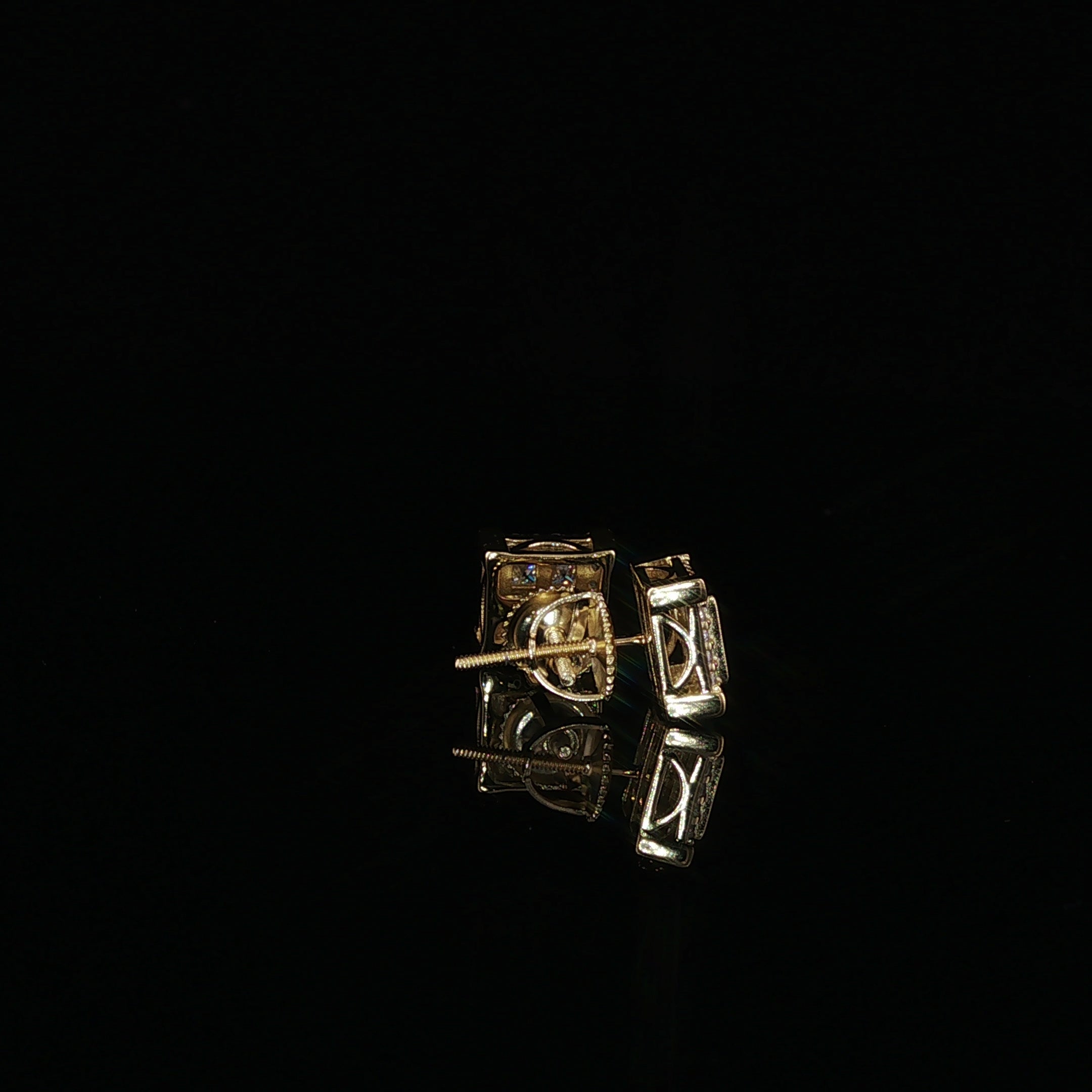 Square Halo Cluster Moissanite Stud Earrings| 925 Sterling Silver| 0.70 Ctw Pillow Top Screw Back Studs | 7.6mm