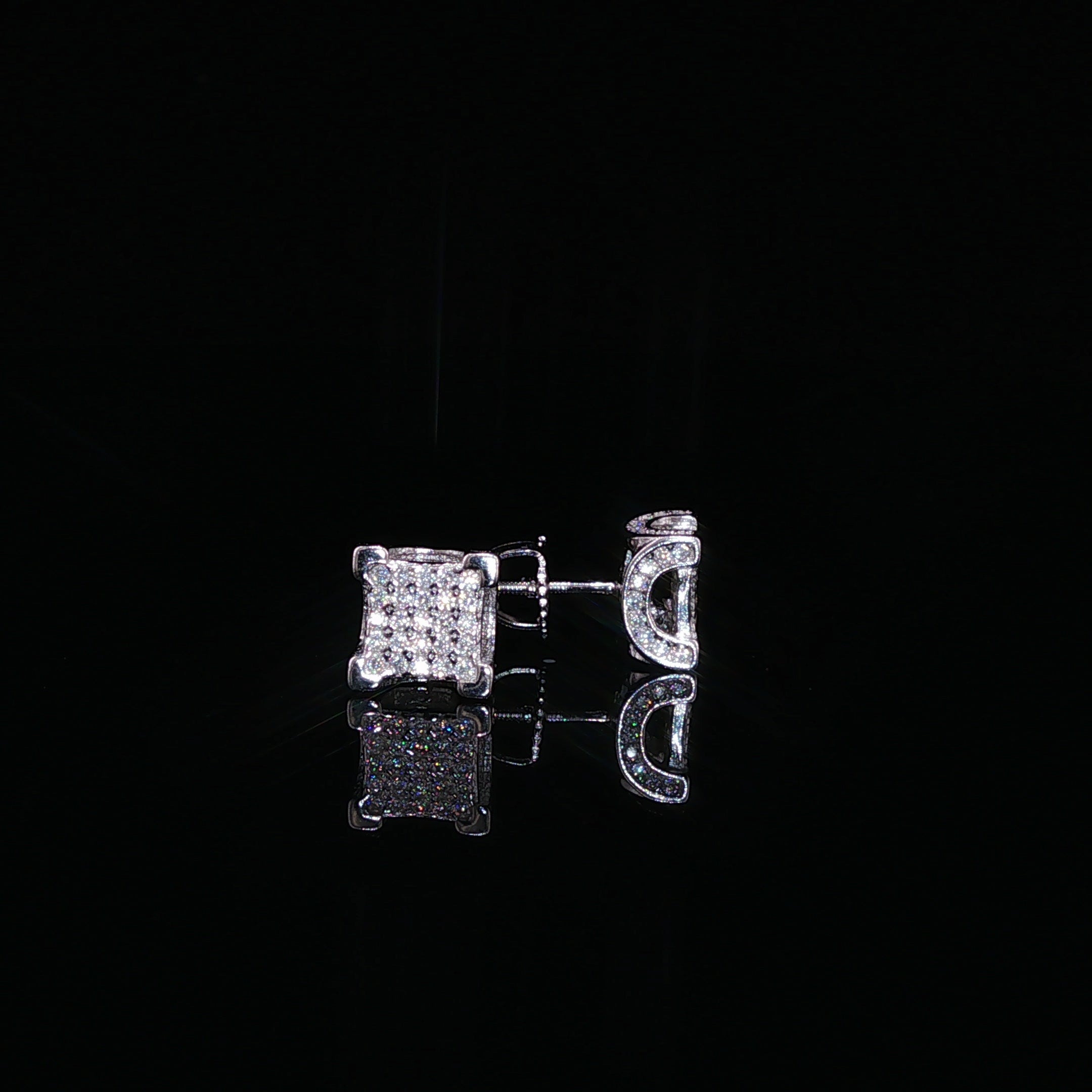 Moissanite Cluster Stud Earrings | 925 Sterling Silver | Screw Back Studs | 5mm & 8mm | 0.11ct & 0.74ct