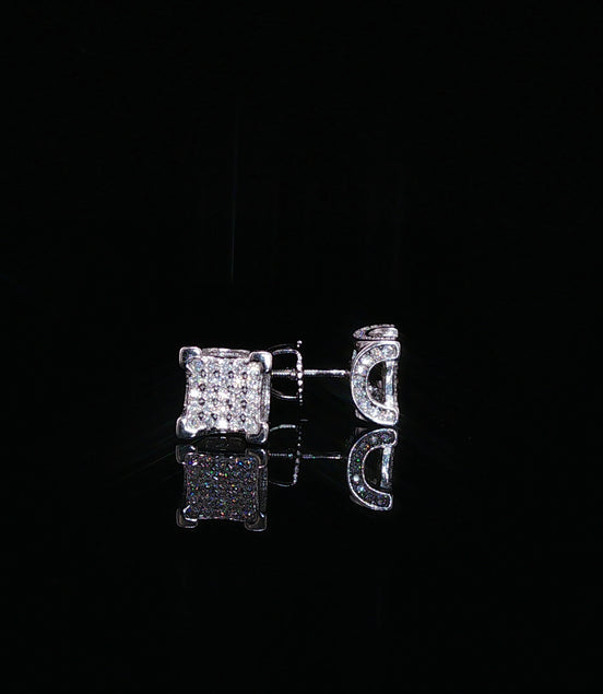 Moissanite Cluster Stud Earrings | 925 Sterling Silver | Screw Back Studs | 5mm & 8mm | 0.11ct & 0.74ct