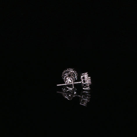 Sunburst Round Moissanite Stud Earrings |925 Sterling Silver |0.65 Ctw Baguette & Round Screw | 7.8mmBack Studs