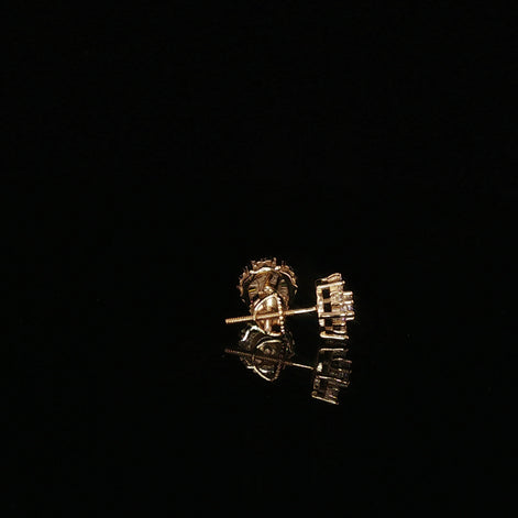 Sunburst Round Moissanite Stud Earrings |925 Sterling Silver |0.65 Ctw Baguette & Round Screw | 7.8mmBack Studs