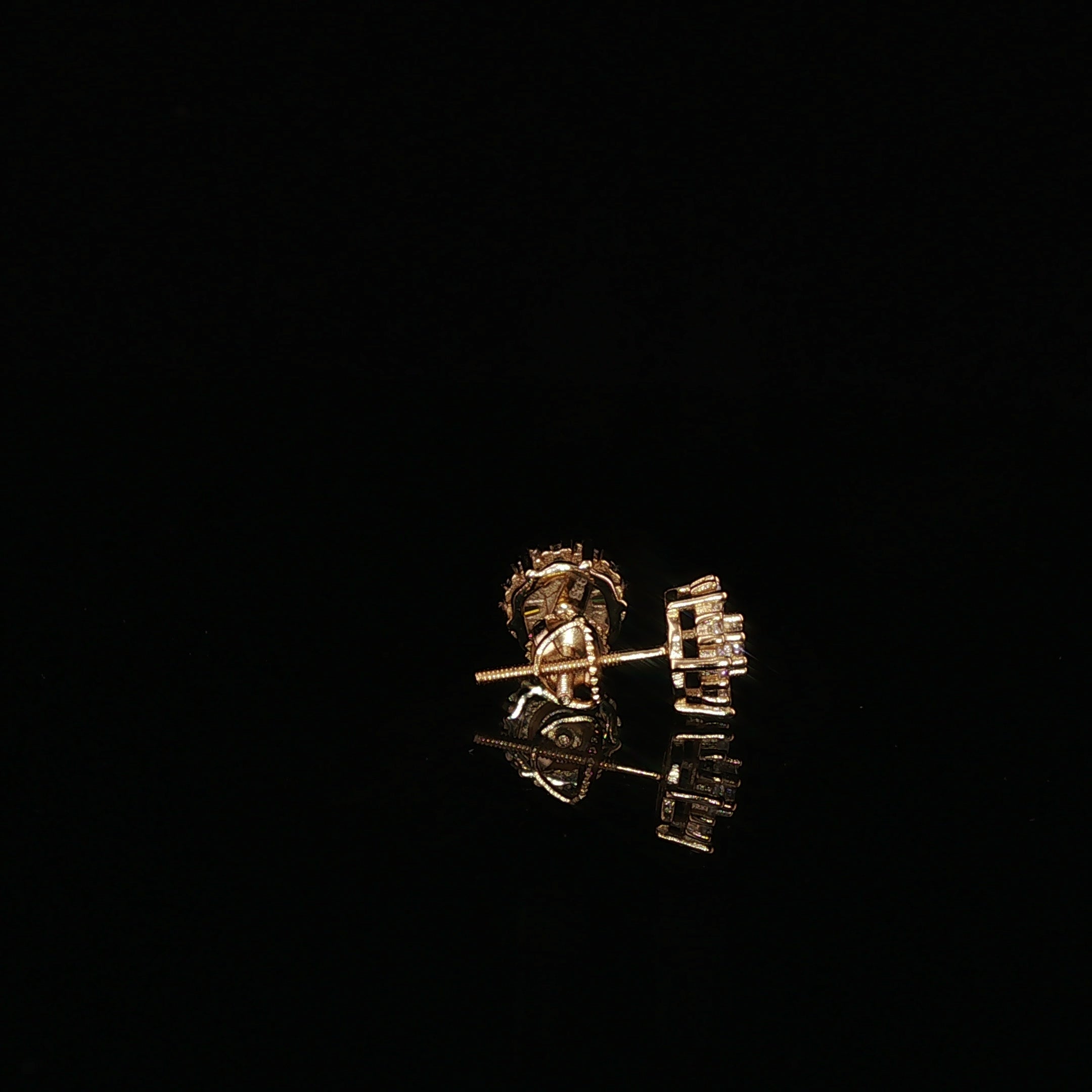 Sunburst Round Moissanite Stud Earrings |925 Sterling Silver |0.65 Ctw Baguette & Round Screw | 7.8mmBack Studs