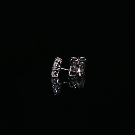 Princess Cut Square Cluster Moissanite Stud Earrings| 925 Sterling Silver| 2.40 Ctw Prong Set Screw Back | 8.5mm