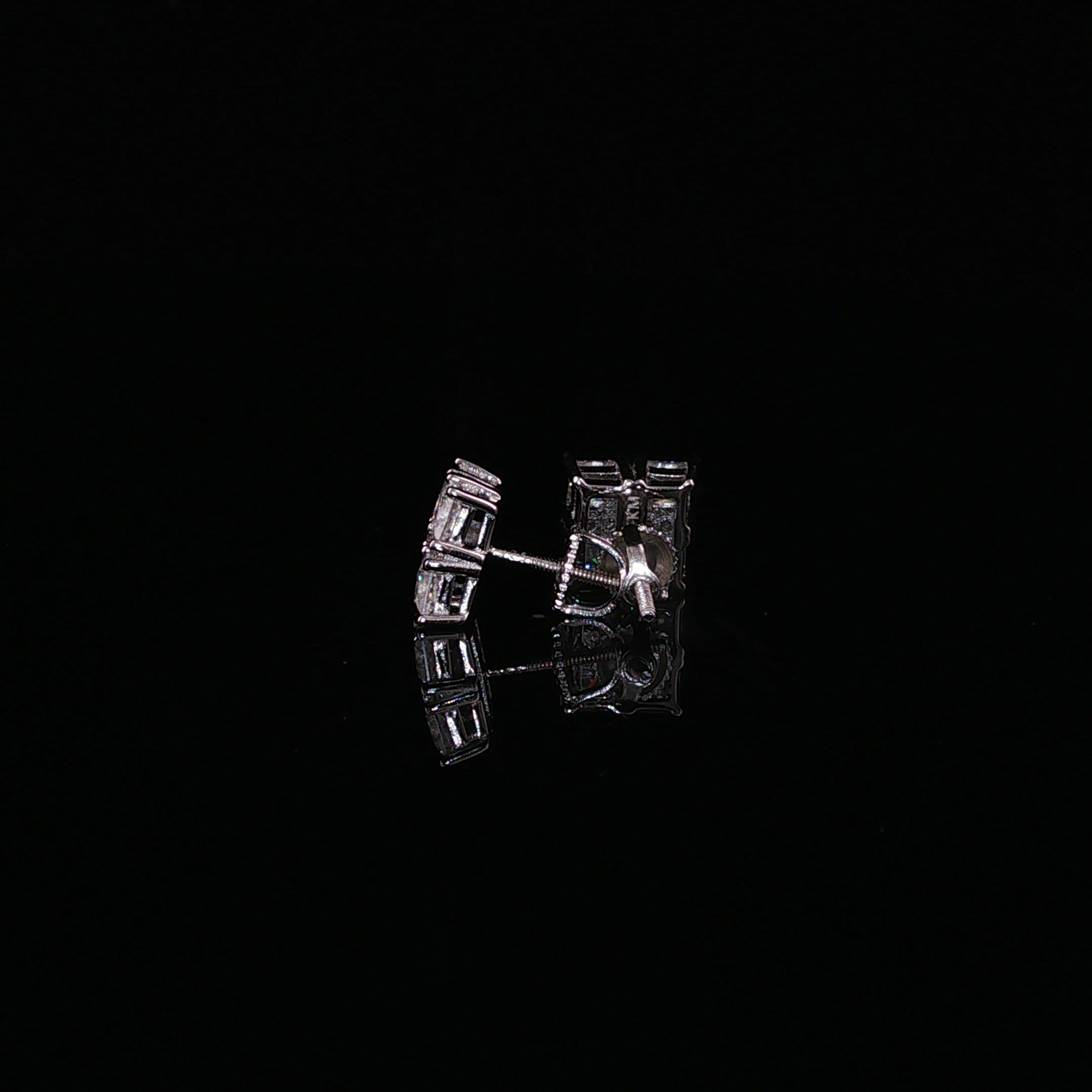 Princess Cut Square Cluster Moissanite Stud Earrings| 925 Sterling Silver| 2.40 Ctw Prong Set Screw Back | 8.5mm
