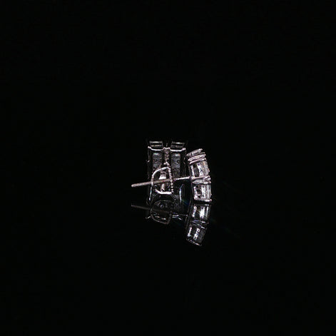 Princess Cut Square Cluster Moissanite Stud Earrings| 925 Sterling Silver| 2.40 Ctw Prong Set Screw Back | 8.5mm