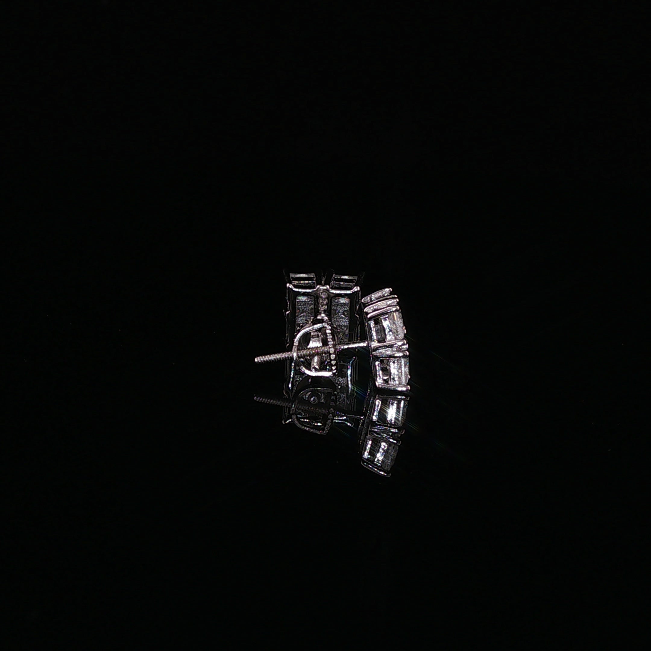 Princess Cut Square Cluster Moissanite Stud Earrings| 925 Sterling Silver| 2.40 Ctw Prong Set Screw Back | 8.5mm