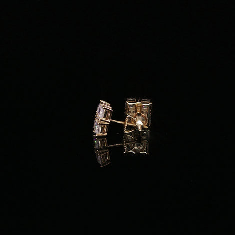 Princess Cut Square Cluster Moissanite Stud Earrings| 925 Sterling Silver| 2.40 Ctw Prong Set Screw Back | 8.5mm