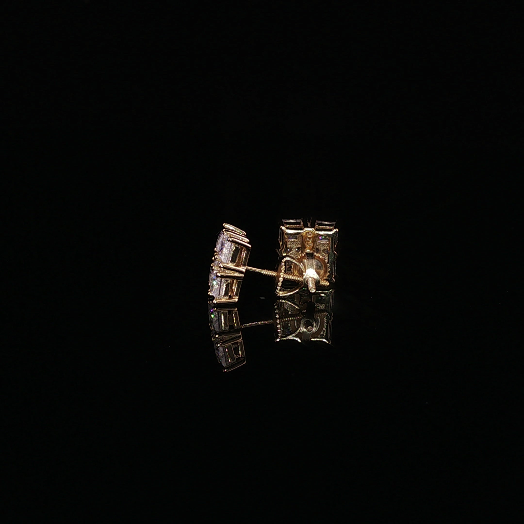 Princess Cut Square Cluster Moissanite Stud Earrings| 925 Sterling Silver| 2.40 Ctw Prong Set Screw Back | 8.5mm
