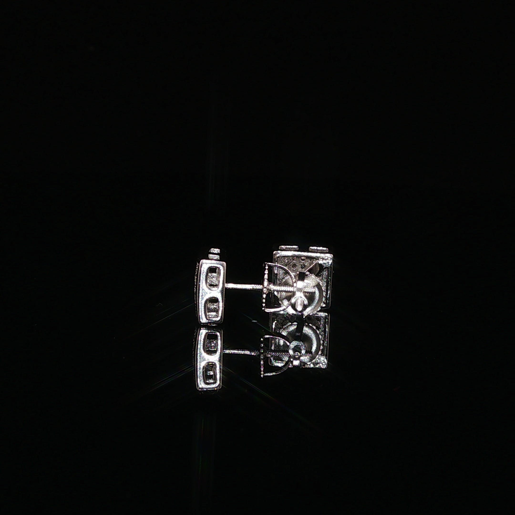 Square Pave Moissanite Stud Earrings | 925 Sterling Silver | Screw Back Studs | 5.5mm, 7mm & 8mm