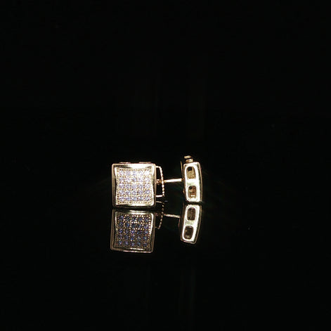 Square Pave Moissanite Stud Earrings | 925 Sterling Silver | Screw Back Studs | 5.5mm, 7mm & 8mm