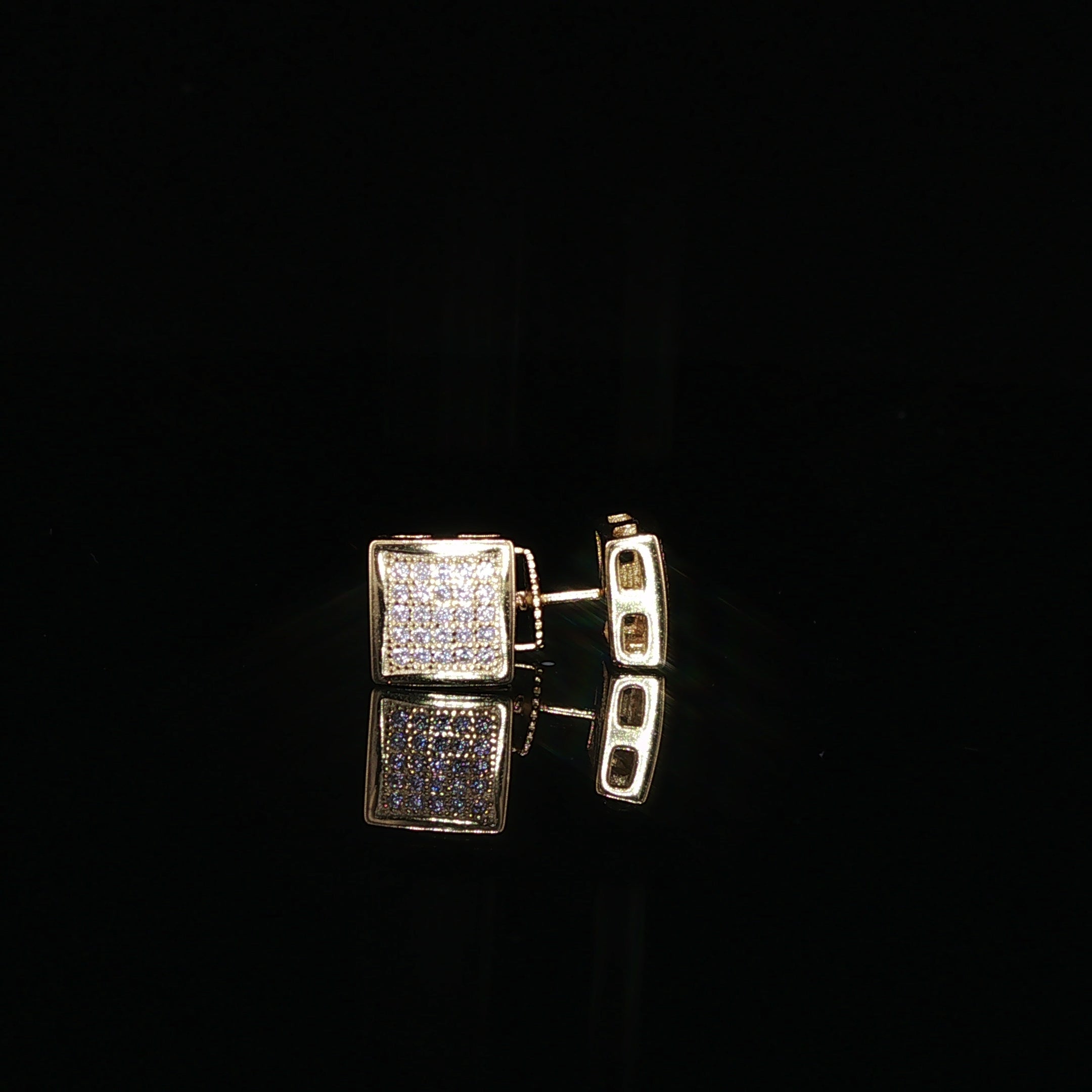 Square Pave Moissanite Stud Earrings | 925 Sterling Silver | Screw Back Studs | 5.5mm, 7mm & 8mm