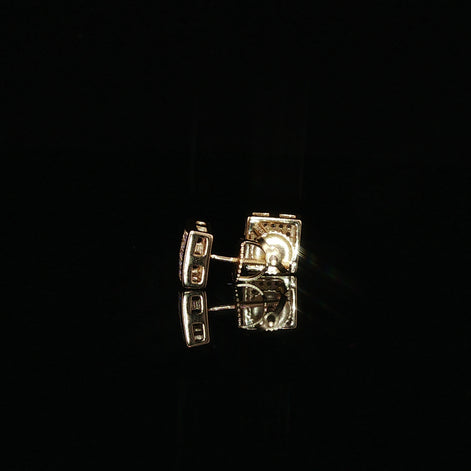 Square Pave Moissanite Stud Earrings | 925 Sterling Silver | Screw Back Studs | 5.5mm, 7mm & 8mm
