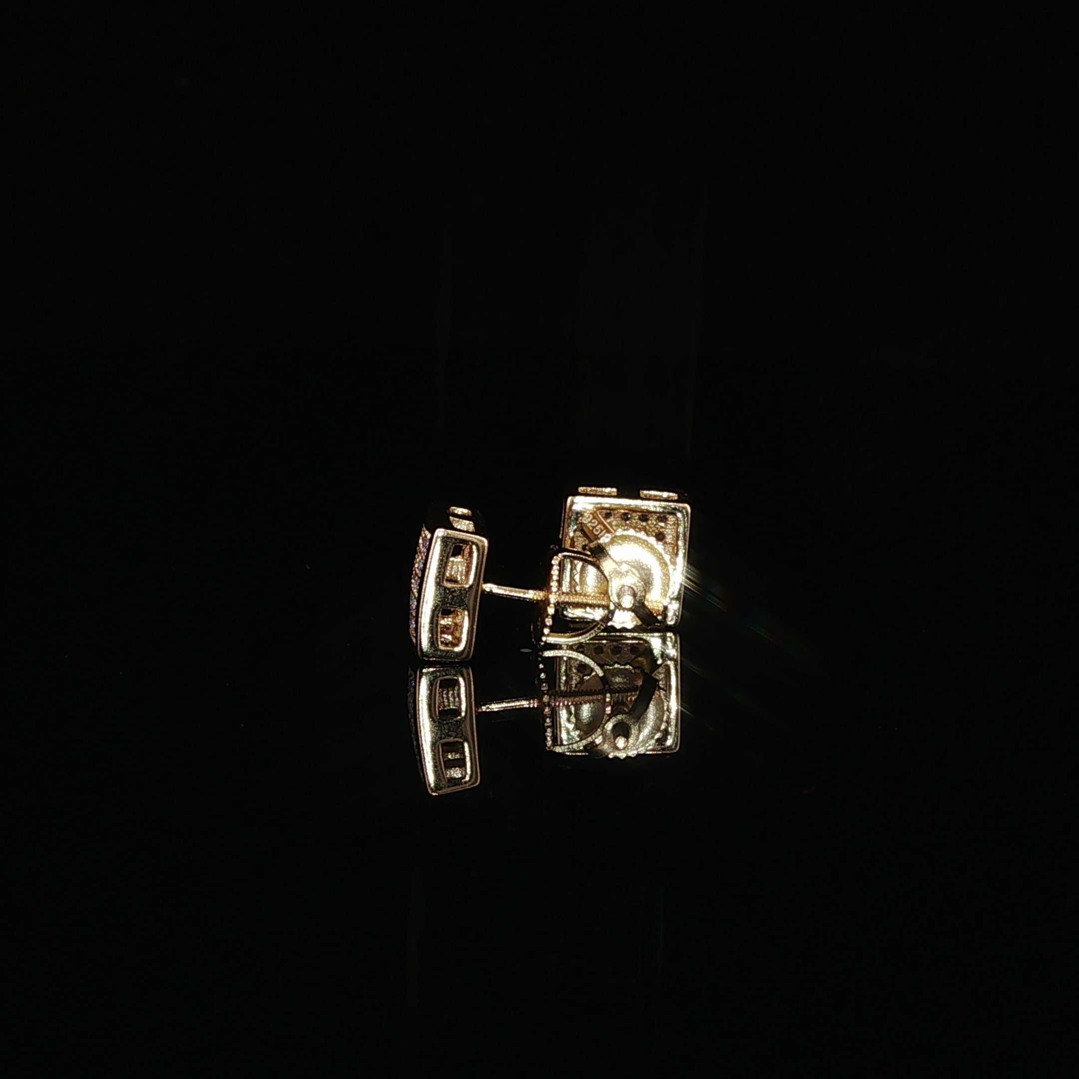 Square Pave Moissanite Stud Earrings | 925 Sterling Silver | Screw Back Studs | 5.5mm, 7mm & 8mm
