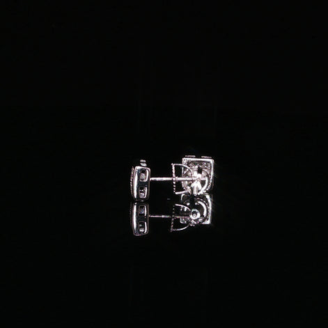 Square Pave Moissanite Stud Earrings | 925 Sterling Silver | Screw Back Studs | 5.5mm, 7mm & 8mm