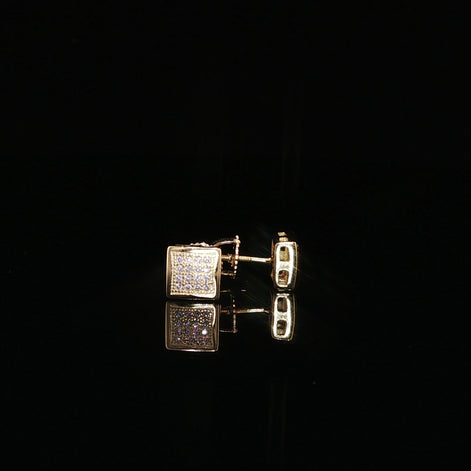 Square Pave Moissanite Stud Earrings | 925 Sterling Silver | Screw Back Studs | 5.5mm, 7mm & 8mm
