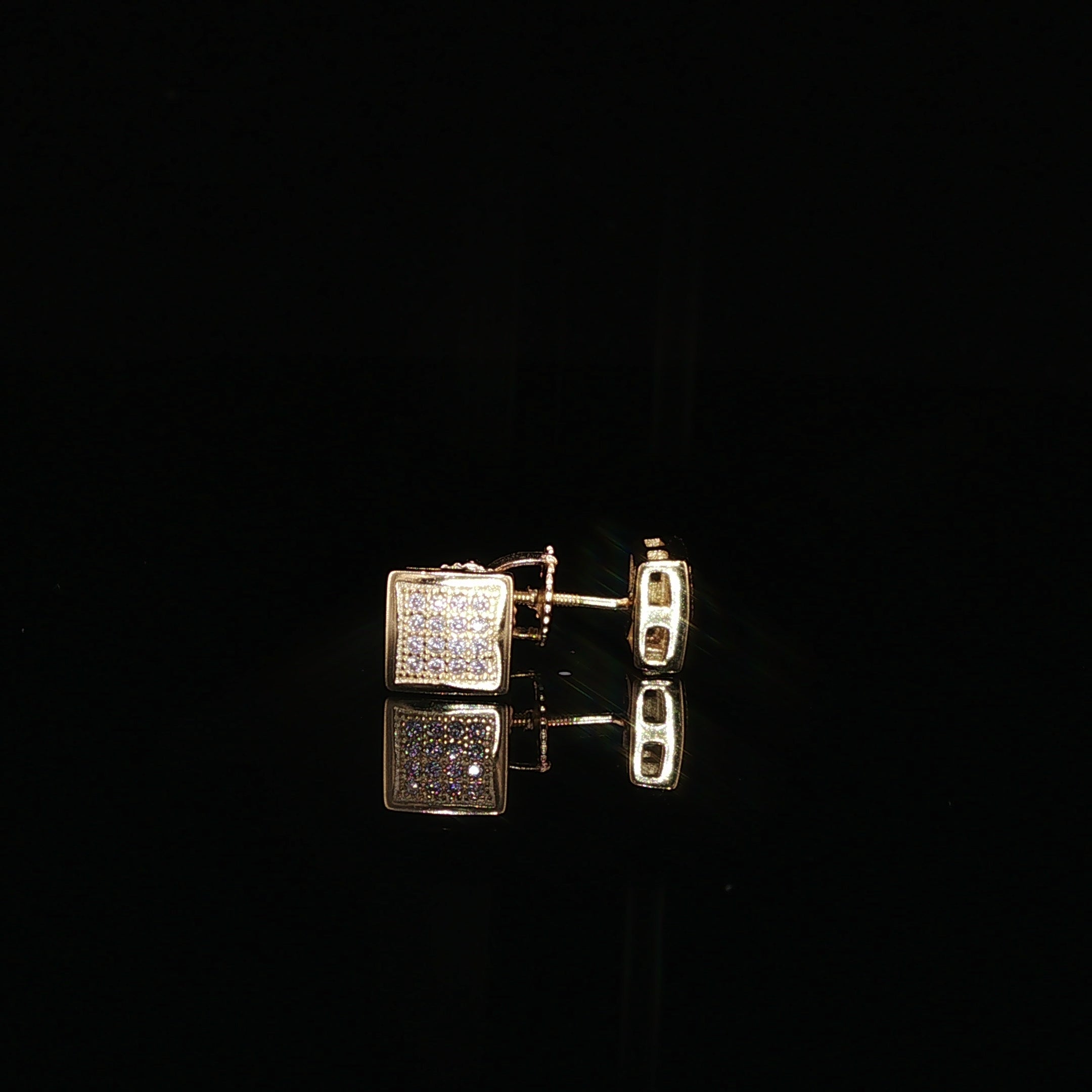 Square Pave Moissanite Stud Earrings | 925 Sterling Silver | Screw Back Studs | 5.5mm, 7mm & 8mm