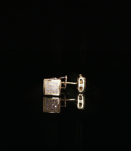 Square Pave Moissanite Stud Earrings | 925 Sterling Silver | Screw Back Studs | 5.5mm, 7mm & 8mm