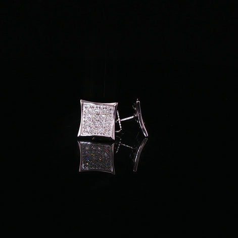 Curved Kite Pave Moissanite Stud Earrings| 925 Sterling Silver| 0.80 Ctw (10mm) & 0.35 Ctw (8mm)|Screw Back
