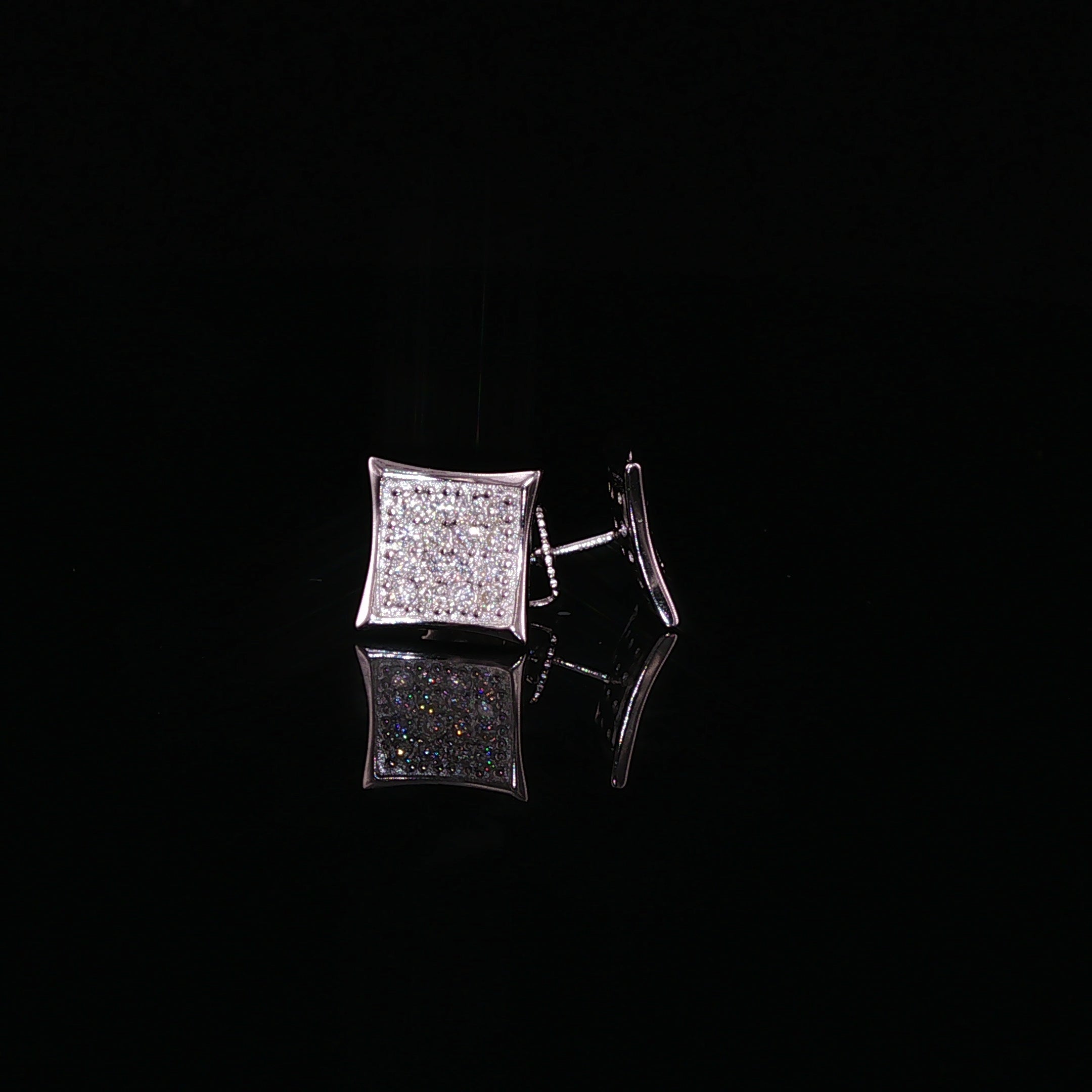 Curved Kite Pave Moissanite Stud Earrings| 925 Sterling Silver| 0.80 Ctw (10mm) & 0.35 Ctw (8mm)|Screw Back