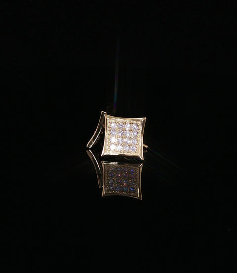 Curved Kite Pave Moissanite Stud Earrings| 925 Sterling Silver| 0.80 Ctw (10mm) & 0.35 Ctw (8mm)|Screw Back