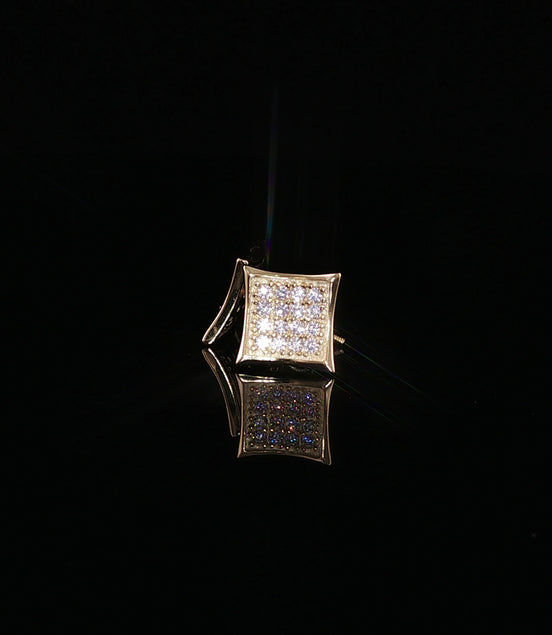 Curved Kite Pave Moissanite Stud Earrings| 925 Sterling Silver| 0.80 Ctw (10mm) & 0.35 Ctw (8mm)|Screw Back