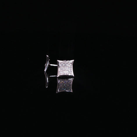 Curved Kite Pave Moissanite Stud Earrings| 925 Sterling Silver| 0.80 Ctw (10mm) & 0.35 Ctw (8mm)|Screw Back