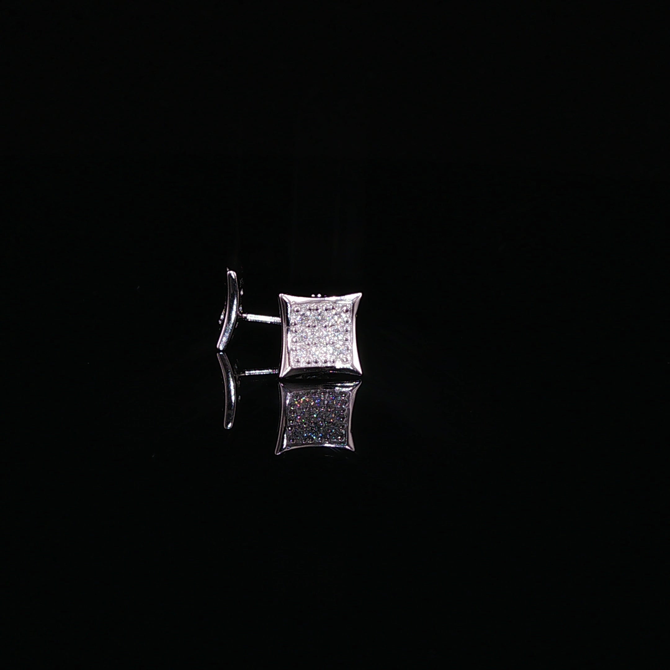 Curved Kite Pave Moissanite Stud Earrings| 925 Sterling Silver| 0.80 Ctw (10mm) & 0.35 Ctw (8mm)|Screw Back
