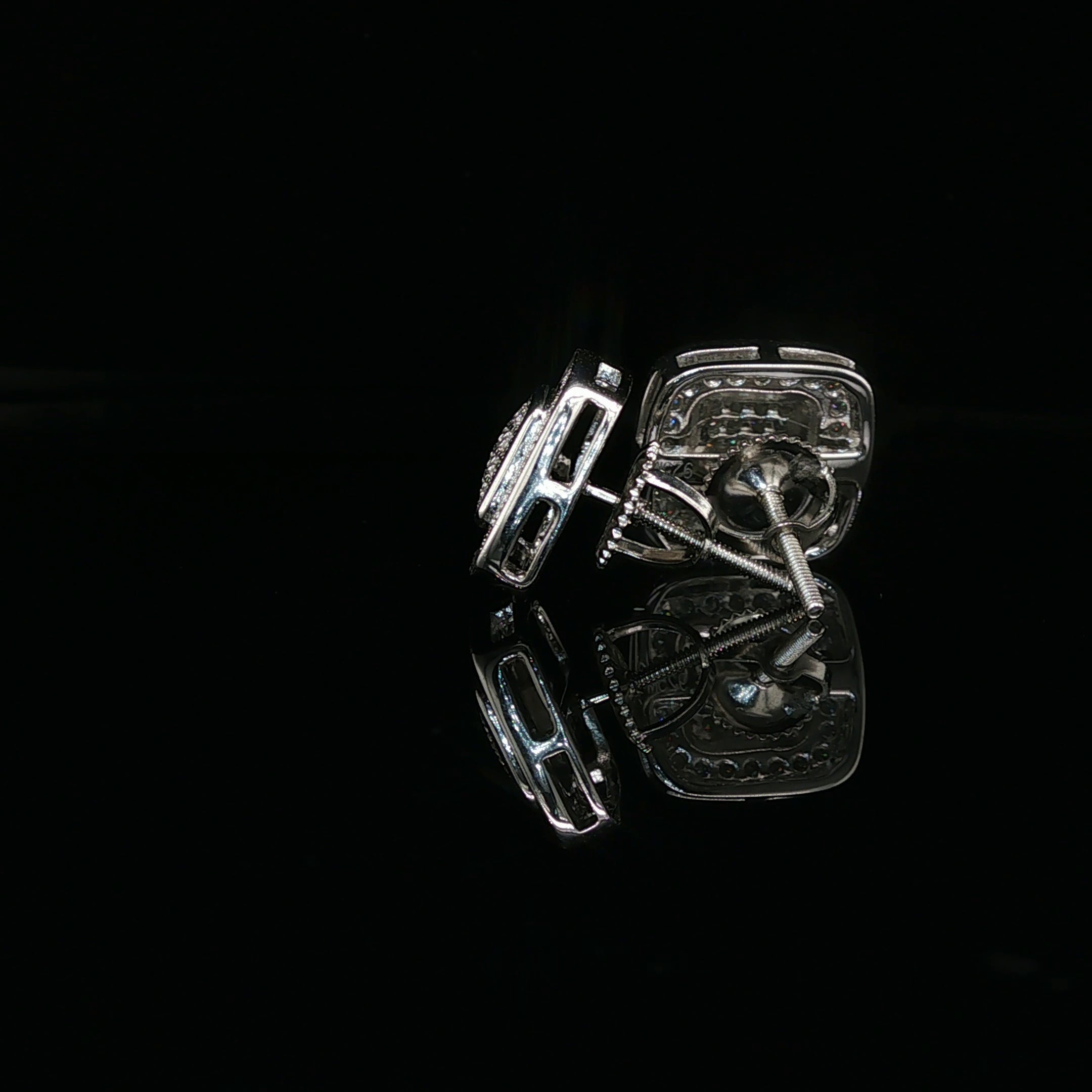 Men's Iced Out Double Halo Cushion Studs – 925 Sterling Silver | VVS Moissanite | 3D Tiered Design