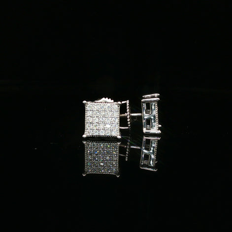 Men's Iced Out Flat-Top Square Studs – 925 Sterling Silver | VVS Moissanite | Low-Profile Luxury