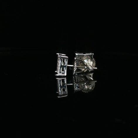 Men's Iced Out Flat-Top Square Studs – 925 Sterling Silver | VVS Moissanite | Low-Profile Luxury