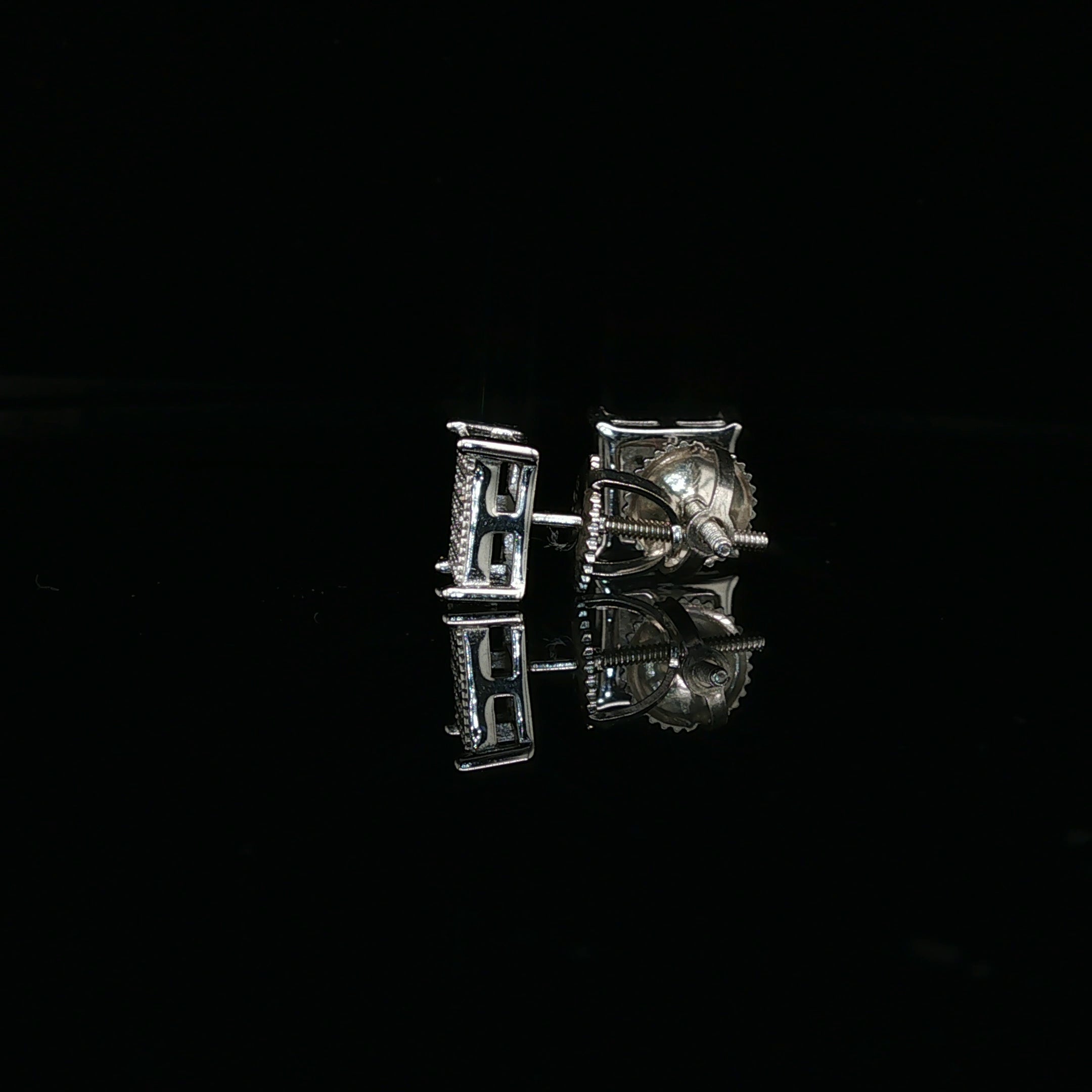 Men's Iced Out Flat-Top Square Studs – 925 Sterling Silver | VVS Moissanite | Low-Profile Luxury