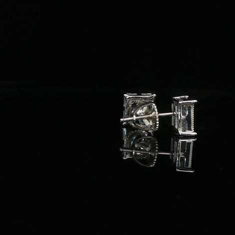 Men's Iced Out Flat-Top Square Studs – 925 Sterling Silver | VVS Moissanite | Low-Profile Luxury