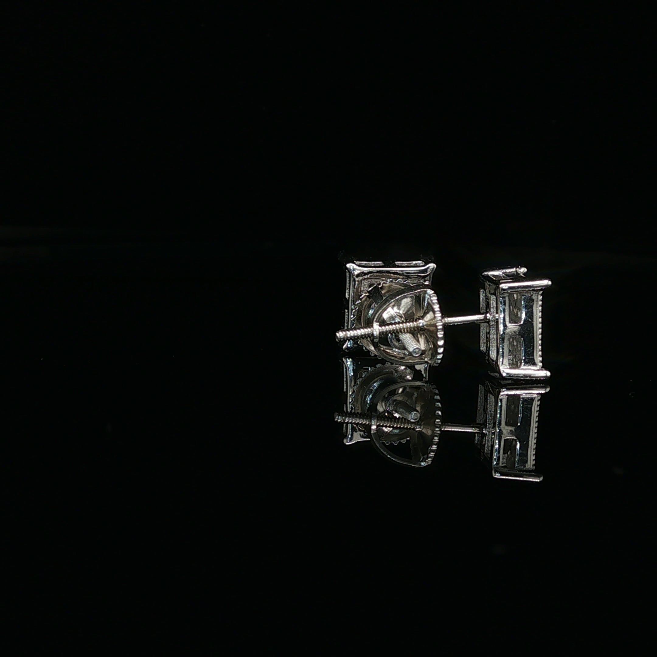 Men's Iced Out Flat-Top Square Studs – 925 Sterling Silver | VVS Moissanite | Low-Profile Luxury