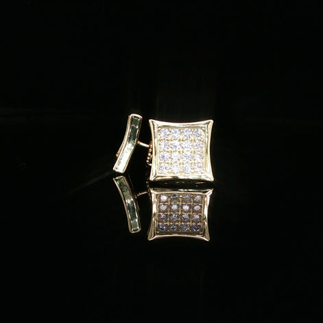 Men's Iced Out Concave Square Stud Earrings – 925 Sterling Silver | VVS Moissanite