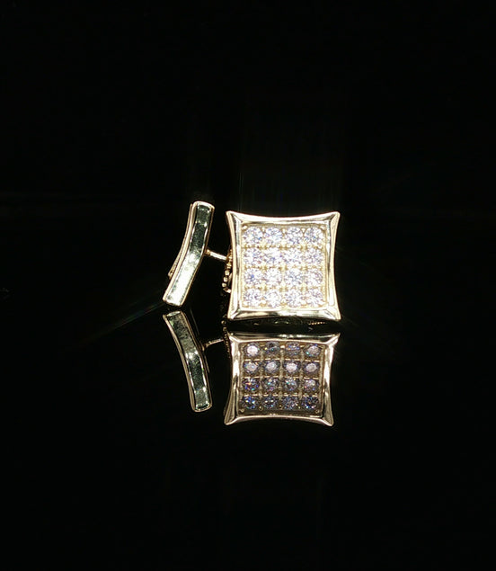 Men's Iced Out Concave Square Stud Earrings – 925 Sterling Silver | VVS Moissanite