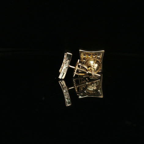 Men's Iced Out Concave Square Stud Earrings – 925 Sterling Silver | VVS Moissanite