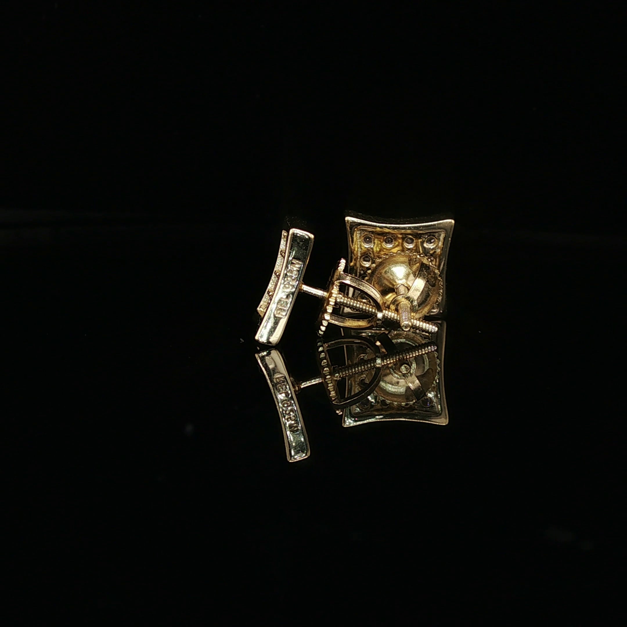 Men's Iced Out Concave Square Stud Earrings – 925 Sterling Silver | VVS Moissanite