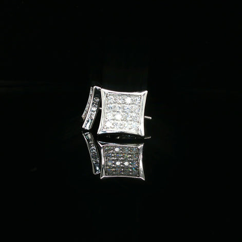 Men's Iced Out Concave Square Stud Earrings – 925 Sterling Silver | VVS Moissanite