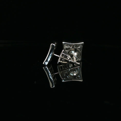 Men's Iced Out Concave Square Stud Earrings – 925 Sterling Silver | VVS Moissanite