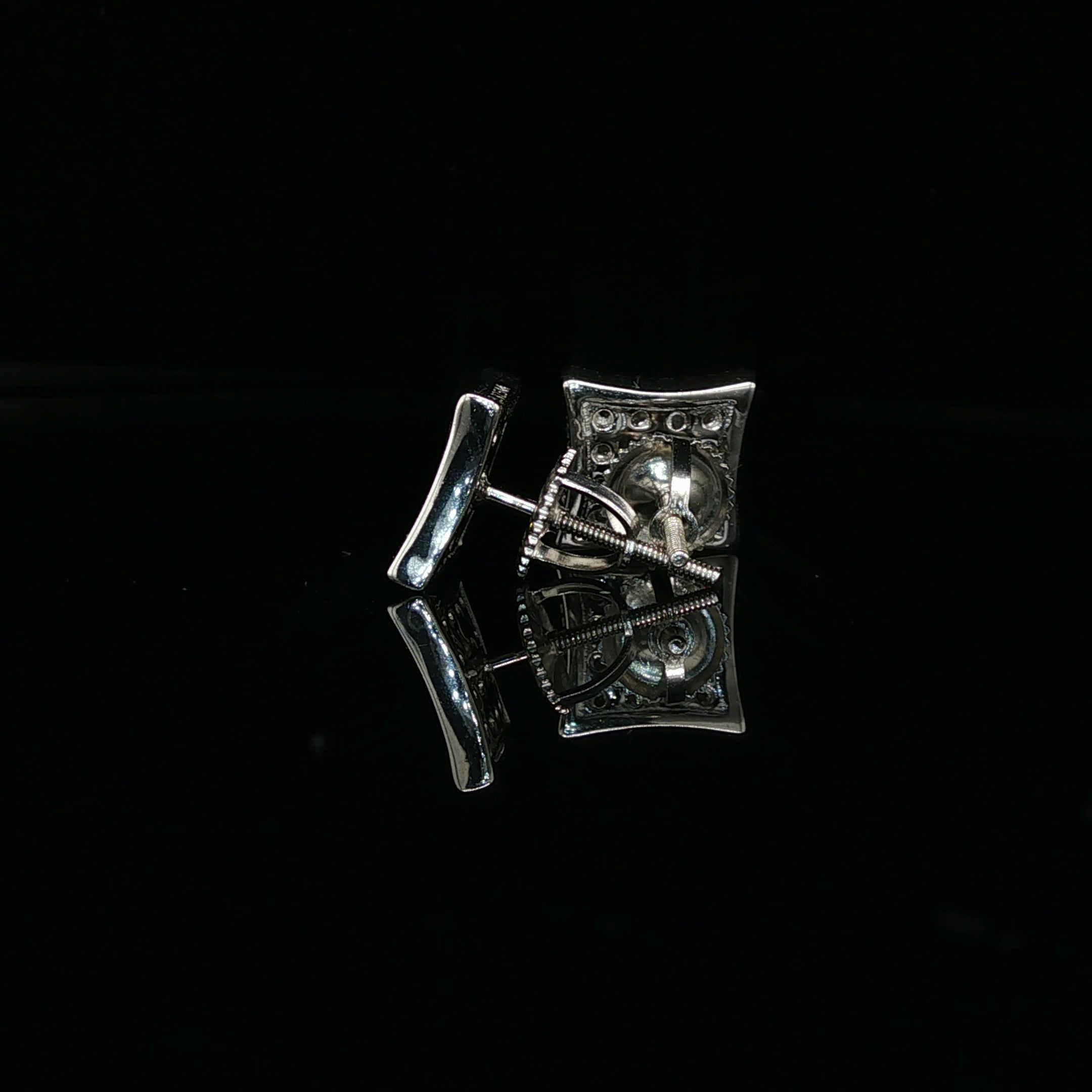 Men's Iced Out Concave Square Stud Earrings – 925 Sterling Silver | VVS Moissanite