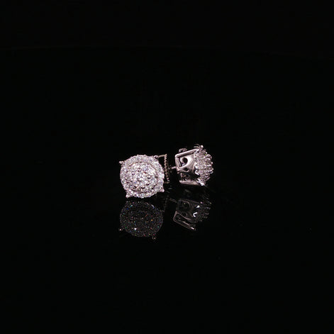 925 Sterling Silver Iced Out Halo Stud Earring - 0.68Ctw Moissanite Available with Silver and Gold Finished
