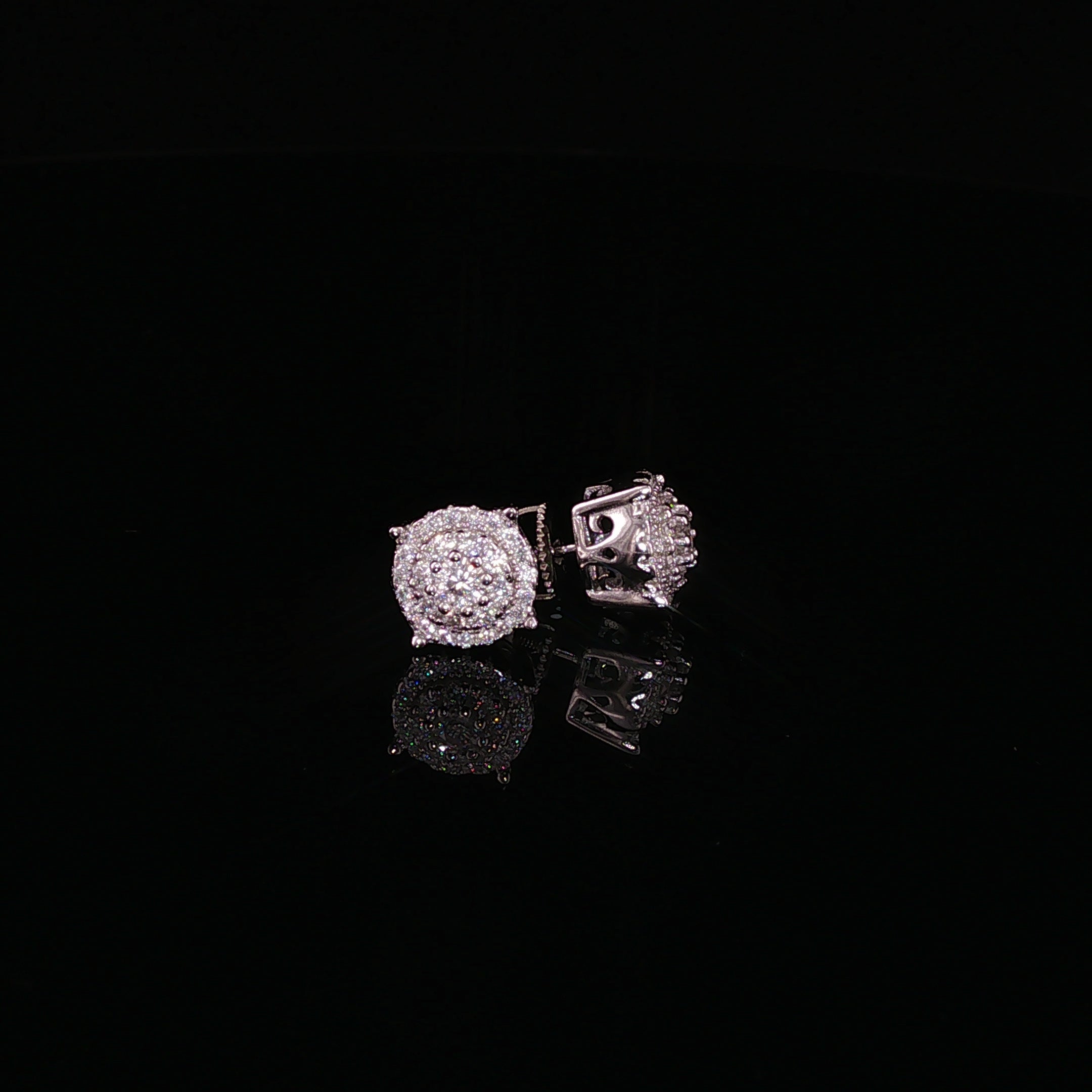 925 Sterling Silver Iced Out Halo Stud Earring - 0.68Ctw Moissanite Available with Silver and Gold Finished