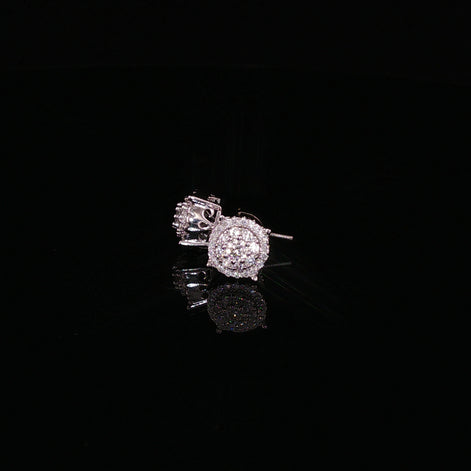 925 Sterling Silver Iced Out Halo Stud Earring - 0.68Ctw Moissanite Available with Silver and Gold Finished