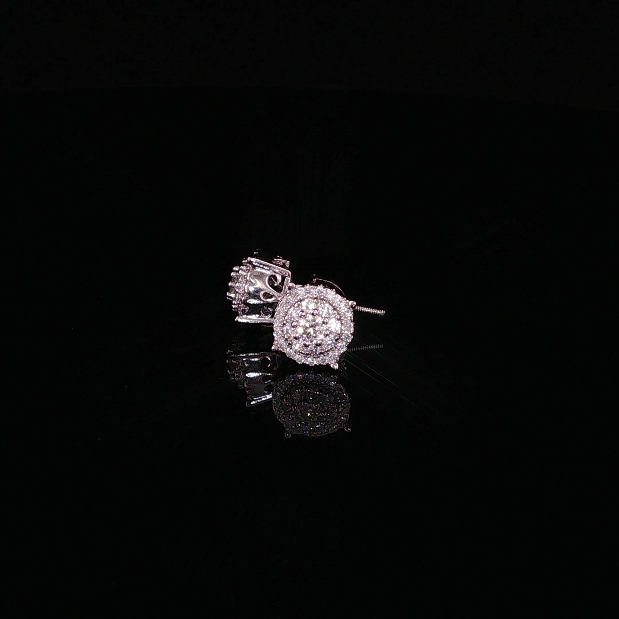 925 Sterling Silver Iced Out Halo Stud Earring - 0.68Ctw Moissanite Available with Silver and Gold Finished